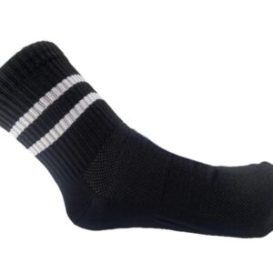 medias 3/4 negras rayas blancas